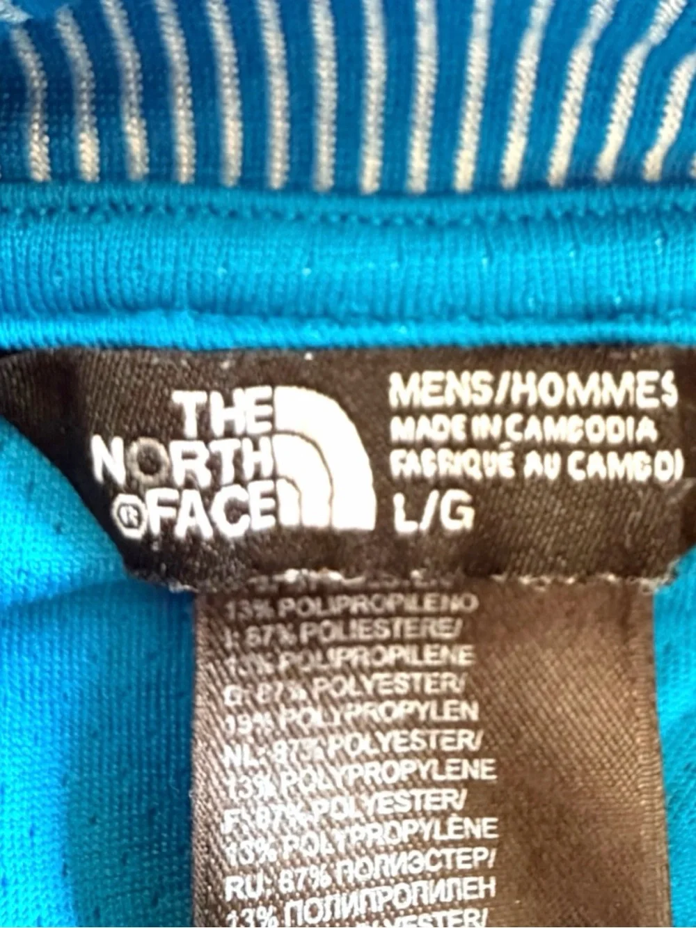 The North Face FlashDry Polo Shirt Men’s L Blue Stripe Performance Golf Casual